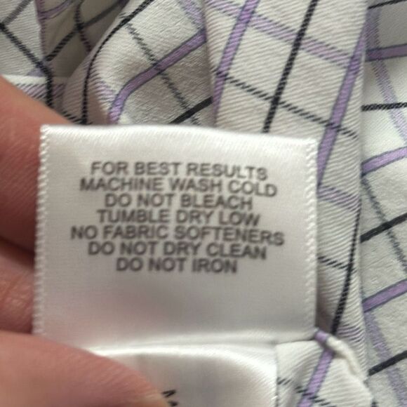 Peter Millar Summer Comfort Mens Long Sleeve Purple Gray Checkered size L Large - Picture 8 of 9